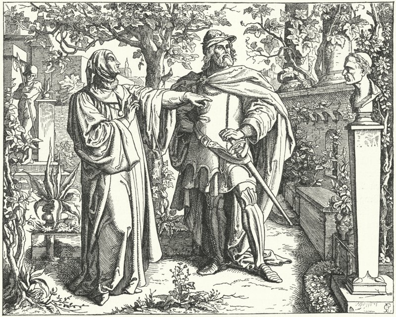 Císař Svaté říše římské Karel IV. s italským renesančním básníkem Petrarcem, 14. století od Oskar Pletsch