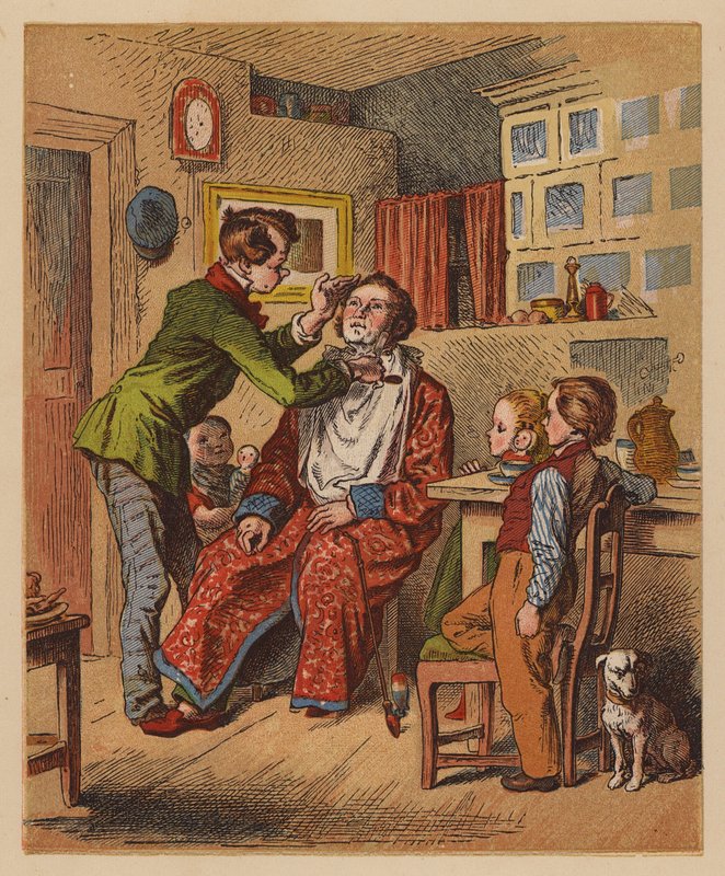 Holič (barevná litografie) od Oskar Pletsch