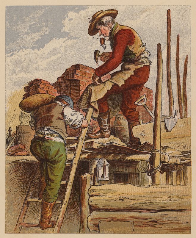 Stavitel (barevná litografie) od Oskar Pletsch