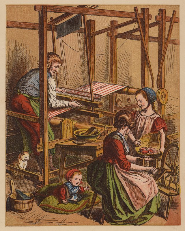 The Weaver (barevná litografie) od Oskar Pletsch