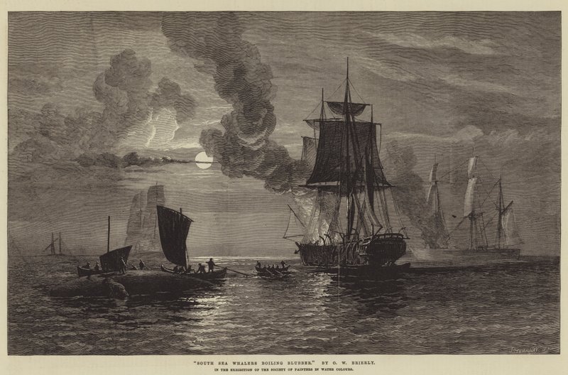 South Sea Whalers vařící tuk od Oswald Walters Brierly