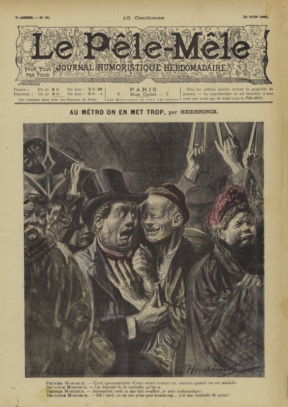 V metru jsme toho dali moc. Ilustrace pro Le Pele-Mele od Oswald (after) Heidbrinck