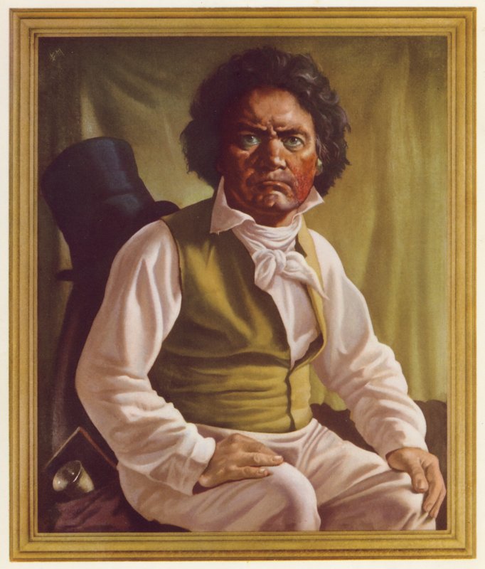 Ludwig van Beethoven ve středním věku (barevné lito) od Oswald Charles Barrett