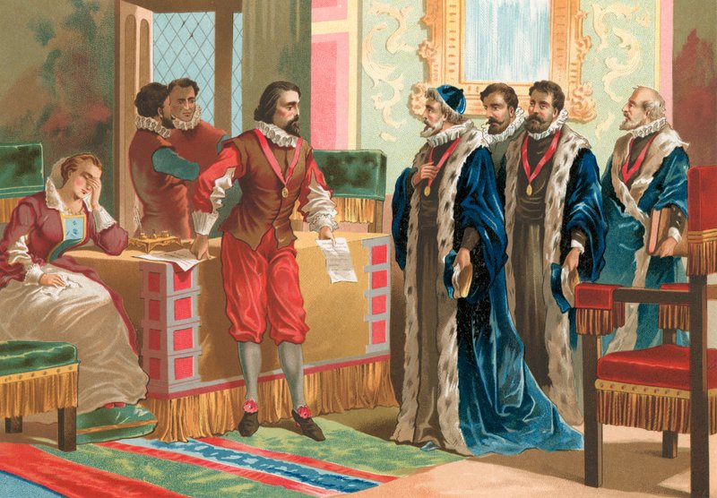 Francis Bacon před parlamentní komisí od P. Ros