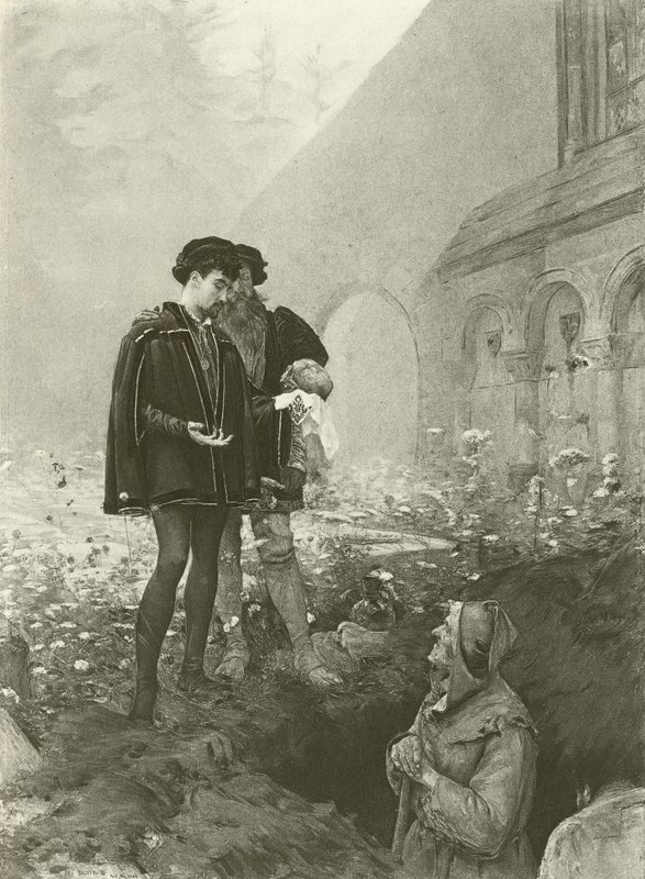 Hamlet a hrobař (hlubotisk) od Pascal Adolphe Jean Dagnan Bouveret
