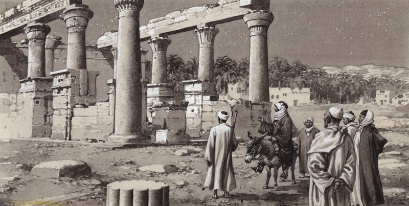 Zničený chrám v Egyptě (kvaš na papíře) od Pat (1907-95) Nicolle