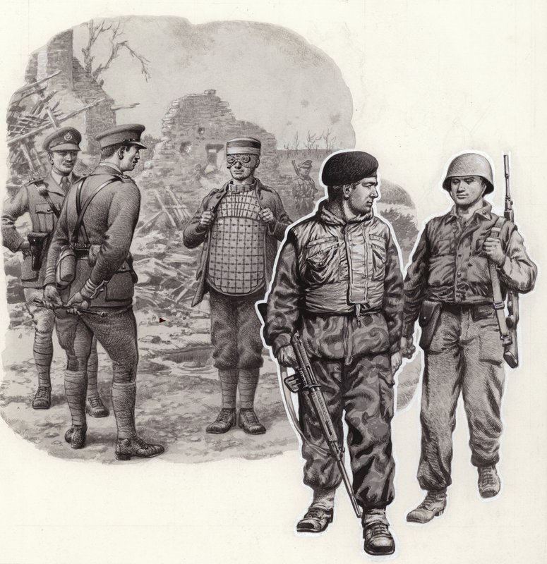 Zbroj od 2. světové války po současnost (kvaš na papíře) od Pat (1907-95) Nicolle