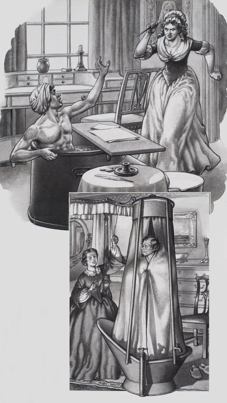 Jean Paul Marat (1743-93) a Disraeli (1804-81) (kvaš na papíře) od Pat (1907-95) Nicolle