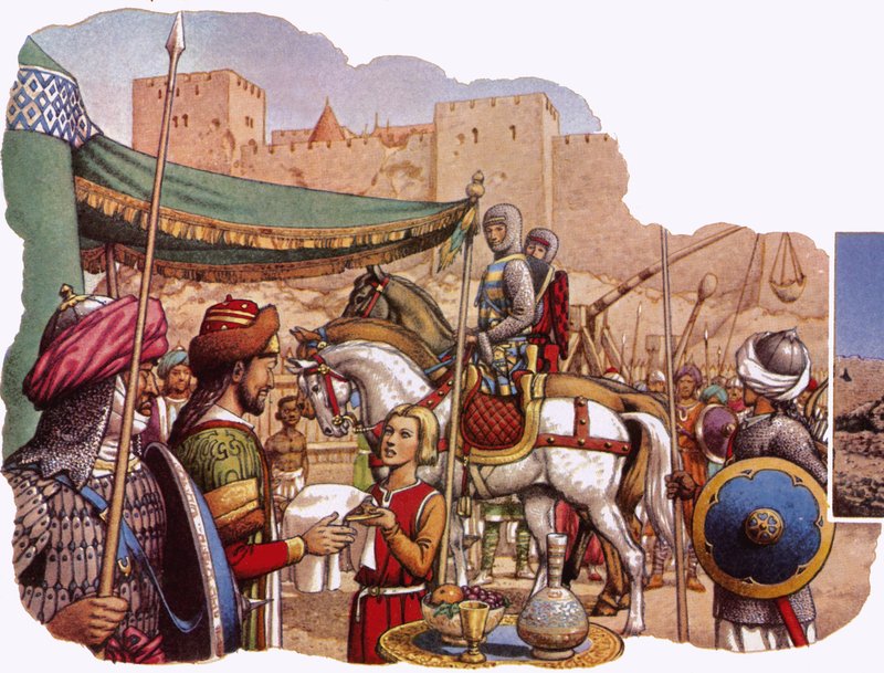 Saladin poráží hrad Kerak od Pat (1907-95) Nicolle