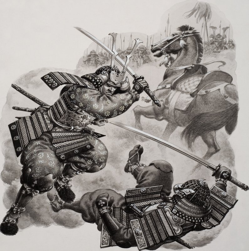 Samuraj (kvaš na papíře) od Pat (1907-95) Nicolle