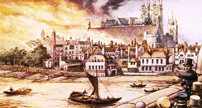 Požár staré budovy parlamentu v roce 1834 od Pat (1907-95) Nicolle
