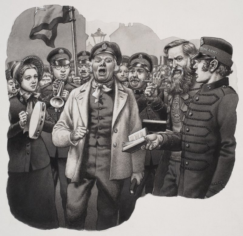 Armáda spásy (kvaš na papíře) od Pat (1907-95) Nicolle