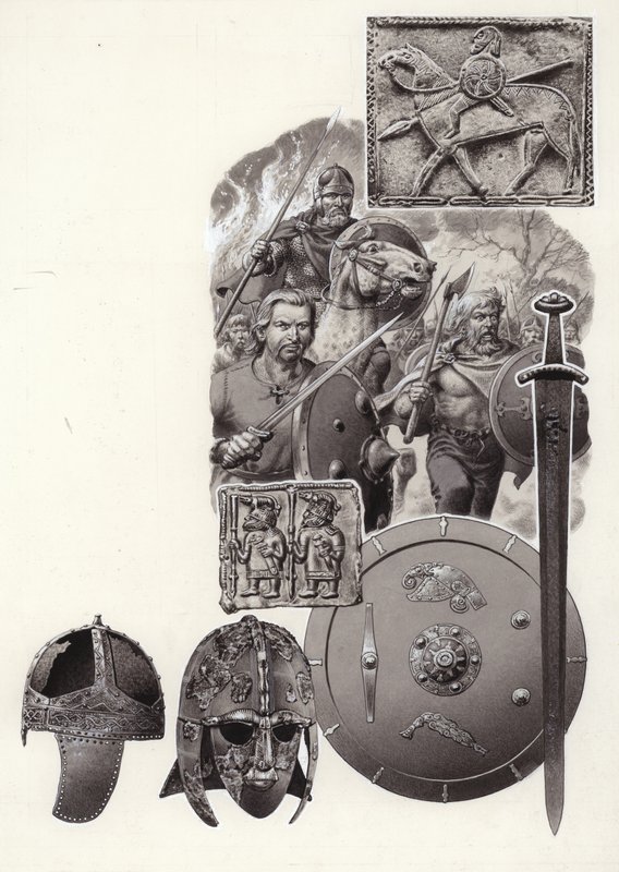 Barbaři, kteří zničili císařský Řím (kvaš na papíře) od Pat (1907-95) Nicolle
