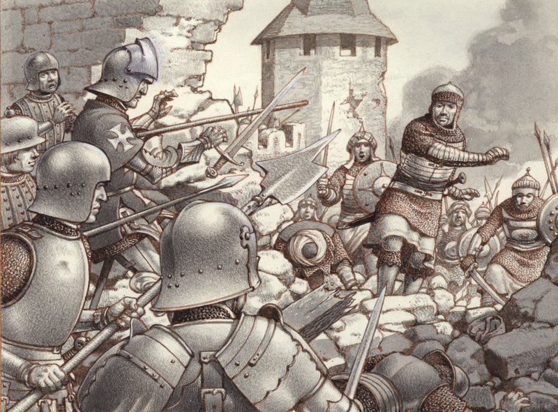 Obléhání Rhodu v roce 1522 (kvaš na papíře) od Pat (1907 95) Nicolle