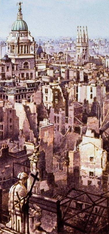 Pohled z katedrály svatého Pavla během bleskové války od Pat (1907 95) Nicolle