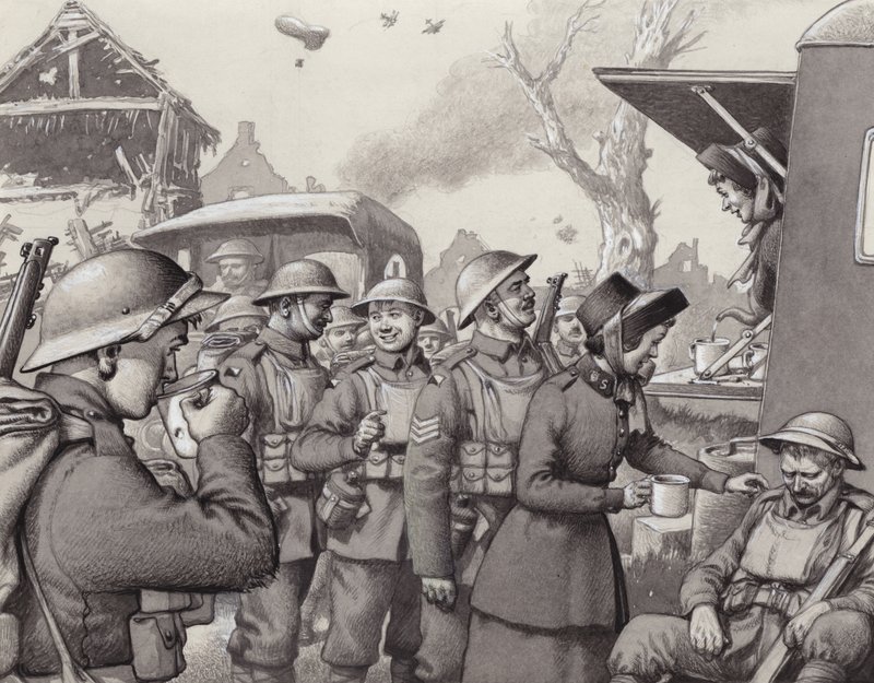 Ženy z Armády spásy za Velké války (kvaš na papíře) od Pat (1907 95) Nicolle
