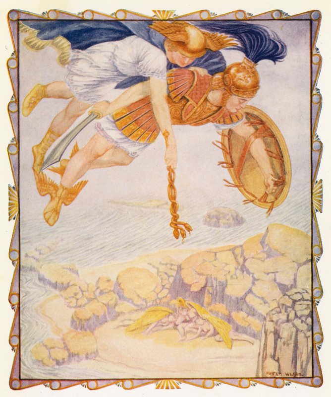 Perseus vidí Gorgony (barevná litografie) od Patten (after) Wilson