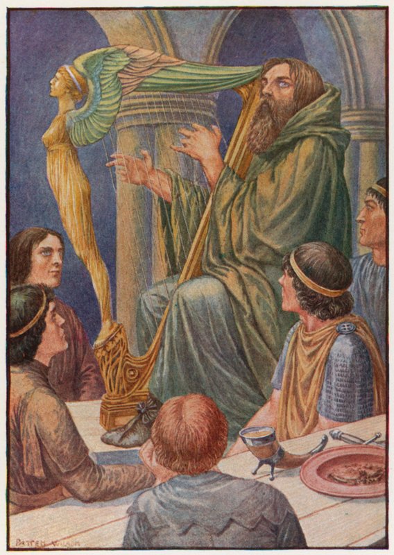 Dagda vzal svou harfu a udeřil na několik akordů (barva litho) od Patten Wilson