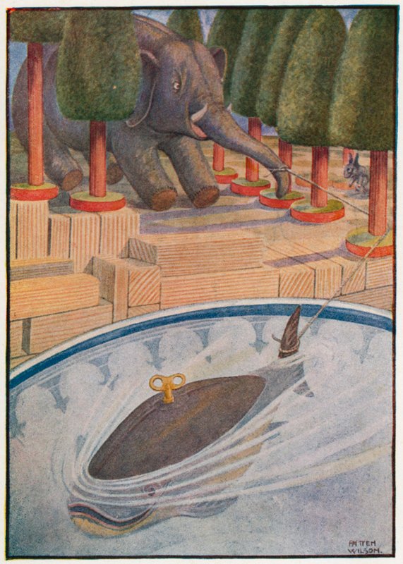 Velryba začala táhnout a slon začal táhnout (barva litho) od Patten Wilson