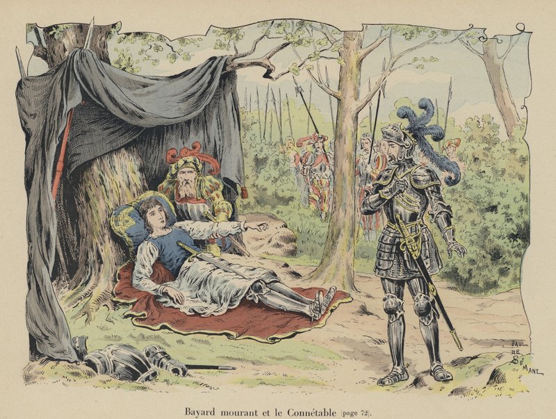 Chevalier de Bayard umírá na bitevním poli v Itálii, 1524 od Paul de Semant
