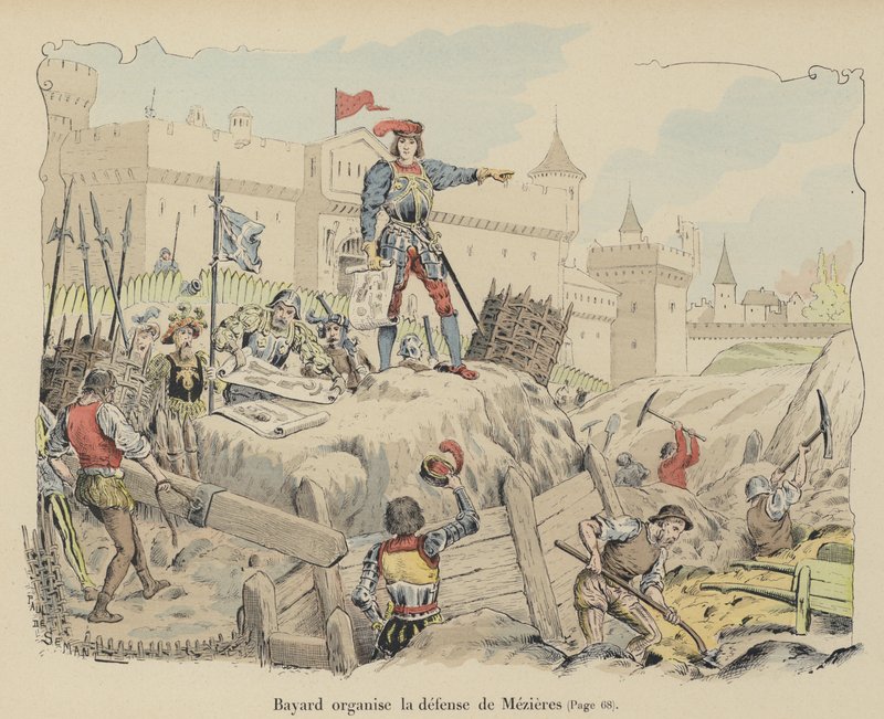 Chevalier de Bayard organizující francouzskou obranu při obléhání Mezieres, Francie, 1521 od Paul de Semant