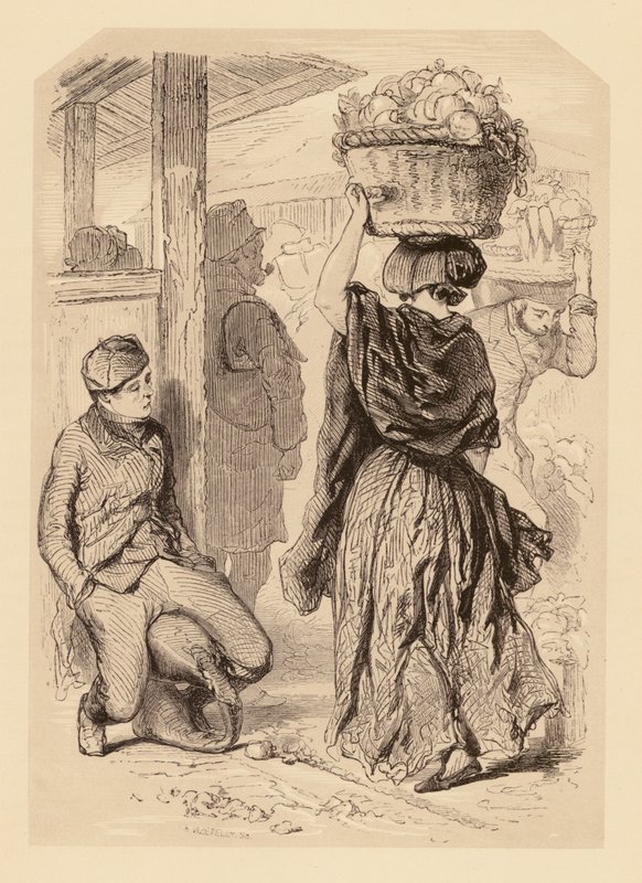 Gavarni v Londýně: Covent Garden Market (litografie) od Paul (after) Gavarni