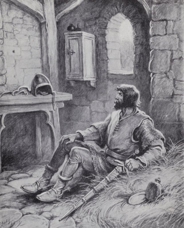 Robert the Bruce s pavoukem, který ho inspiroval, aby se znovu pokusil porazit Angličany (litho) od Paul (after) Hardy