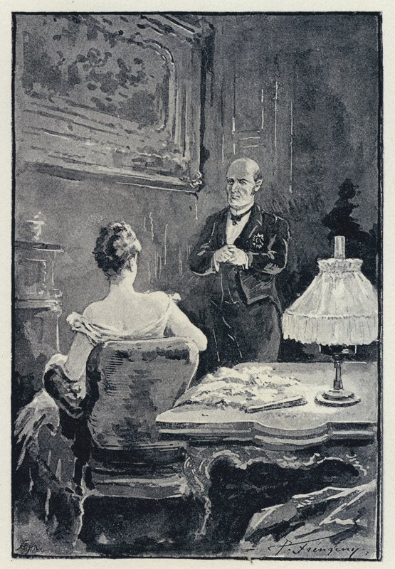 Ilustrace pro Anna Karenina: Hádka mezi Annou a jejím manželem (litho) od Paul Frenzeny