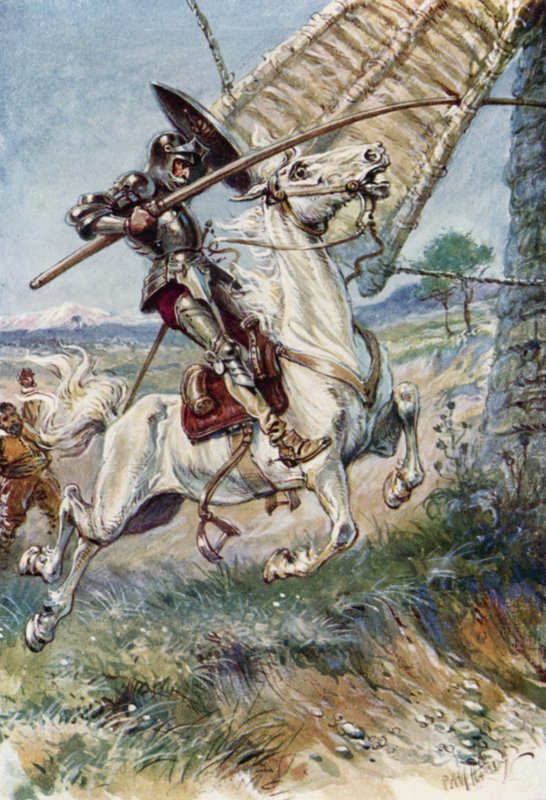 Don Quijote najíždí kopím do plachty od Paul Hardy