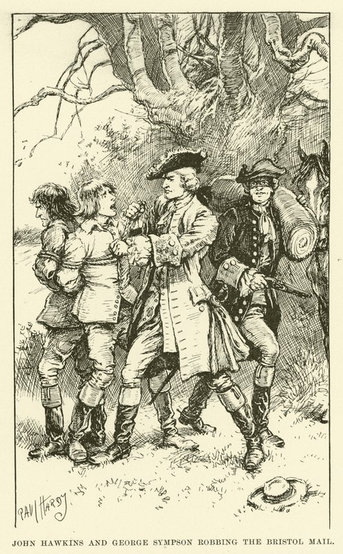 John Hawkins a George Sympson Robbing the Bristol Mail (rytina) od Paul Hardy