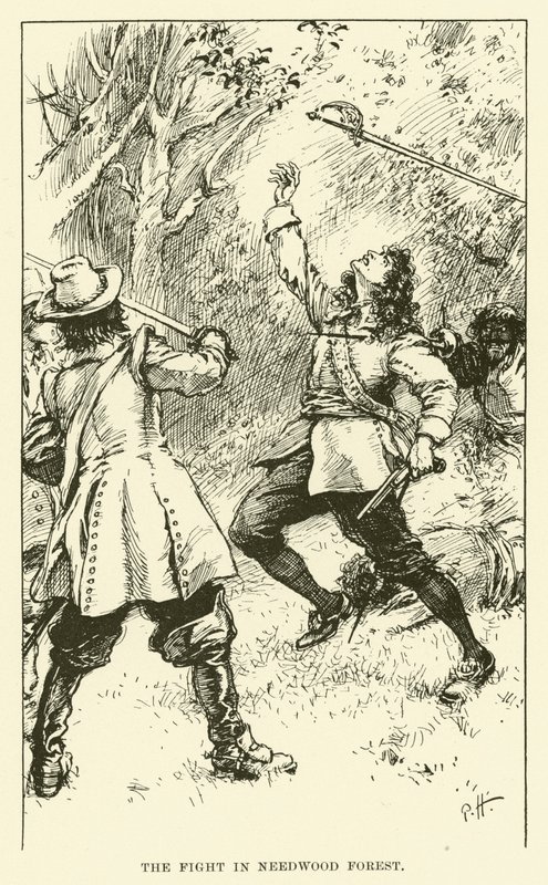 The Fight in Needwood Forest (rytina) od Paul Hardy