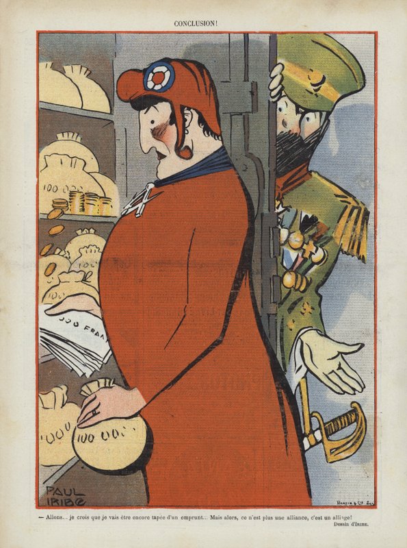 Satira na francouzsko-ruské spojenectví. Ilustrace pro Le Rire od Paul Iribe