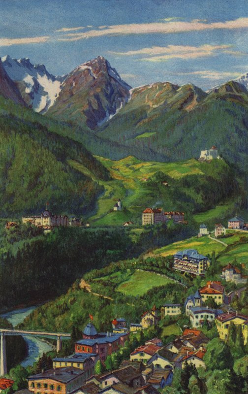 Švýcarské lázně: Tarasp, Schuls, Vulpera (barevné lito) od Paul Kutscha