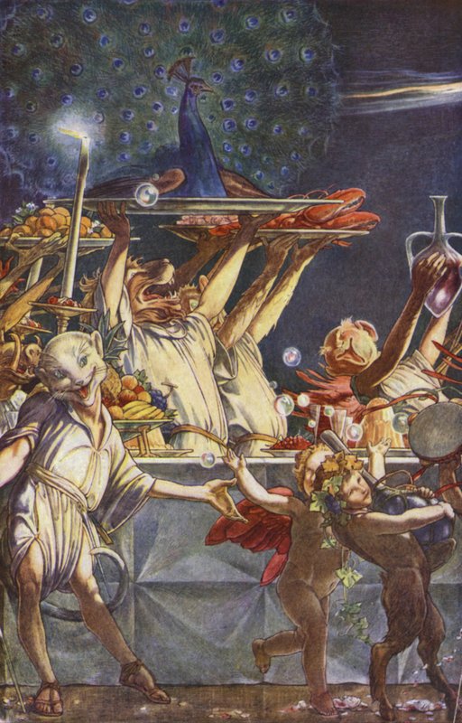 Bouře od Williama Shakespeara, dějství III, scéna 3 (barevné lito) od Paul Vincent Woodroffe