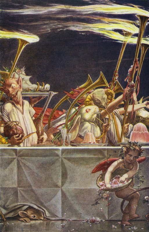 Bouře od Williama Shakespeara, dějství III, scéna 3 (barevné lito) od Paul Vincent Woodroffe