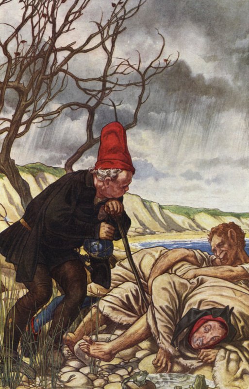 Bouře od Williama Shakespeara, dějství II, scéna 2 (barevné lito) od Paul Vincent Woodroffe