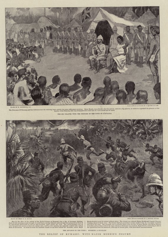 Reliéf Kumassi se sloupem majora Morrise od Percy F.S. Spence