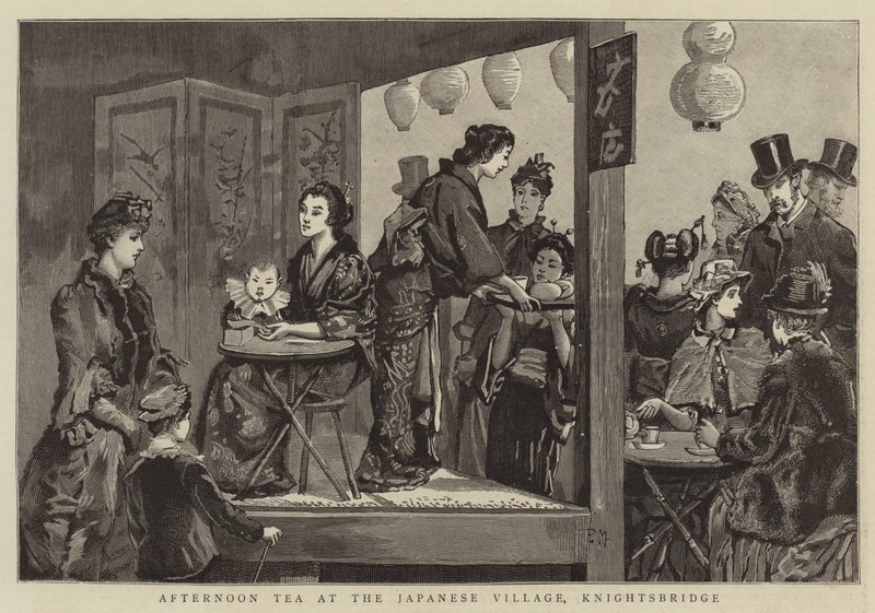 Odpolední čaj v japonské vesnici, Knightsbridge od Percy Macquoid