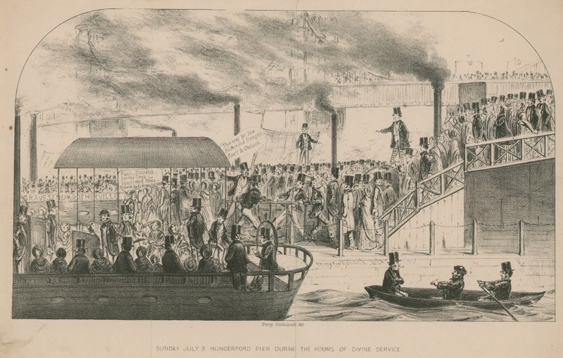 Hungerford Pier během hodin služby Boží od Percy Cruikshank