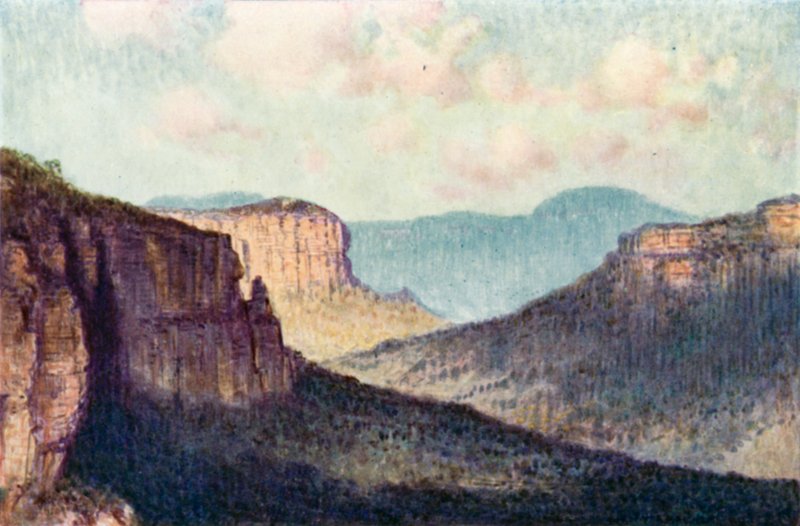 Bariéra Modrých hor (barva litho) od Percy F.S. (after) Spence