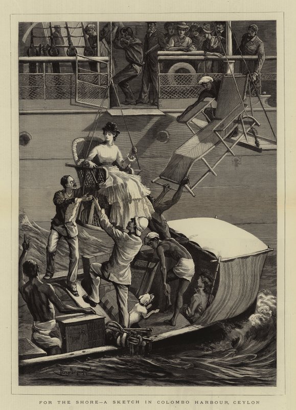 For the Shore, skica v Colombo Harbour, Ceylon od Percy Macquoid