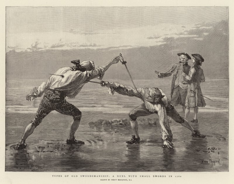 Types of Old Swordsmanship, souboj s Small Swords v roce 1760 od Percy Macquoid