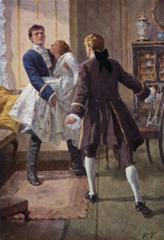 Ilustrace pro Bouřlivé výšiny od Emily Bronteové (barevné lito) od Percy Tarrant