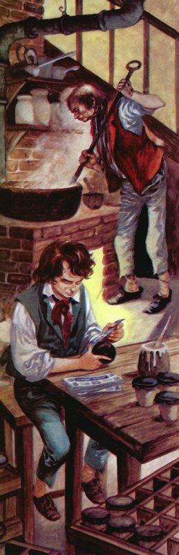 Charles Dickens jako chlapec v továrně na černění od Peter Jackson
