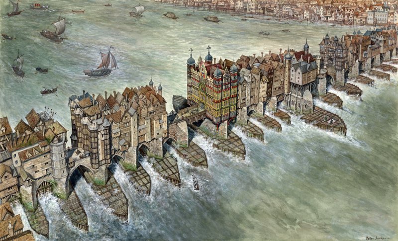 Old London Bridge, c 1600 od Peter Jackson