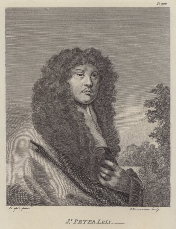 Sir Peter Lely , anglický umělec (rytina) od Peter (after) Lely