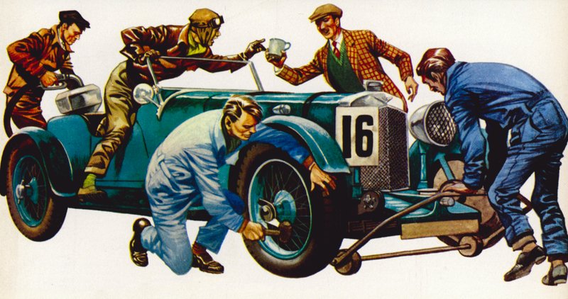 Závodní vůz Aston Martin, ročník 1932, který vyhrál mnoho závodů od Peter Jackson