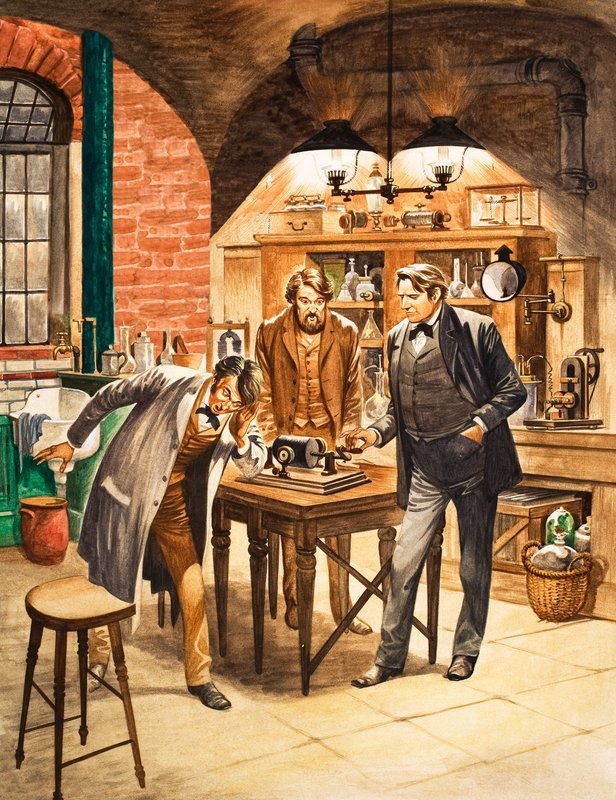 Edison předvádí první fonograf ve své laboratoři od Peter Jackson
