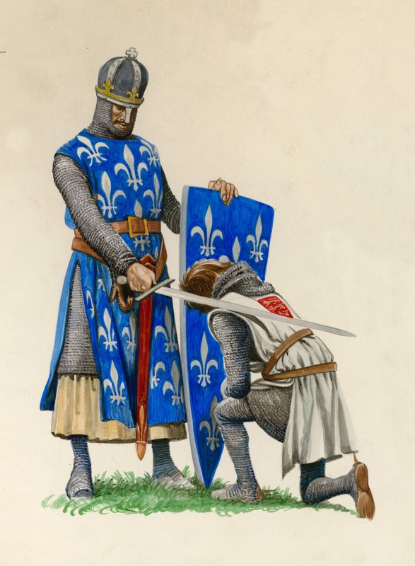 Princ Richard, budoucí Richard Lví srdce, pasován na rytíře francouzským králem Ludvíkem od Peter Jackson