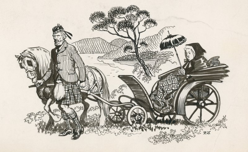 Queen Victoria a John Brown (inkoust na papíře) od Peter Jackson
